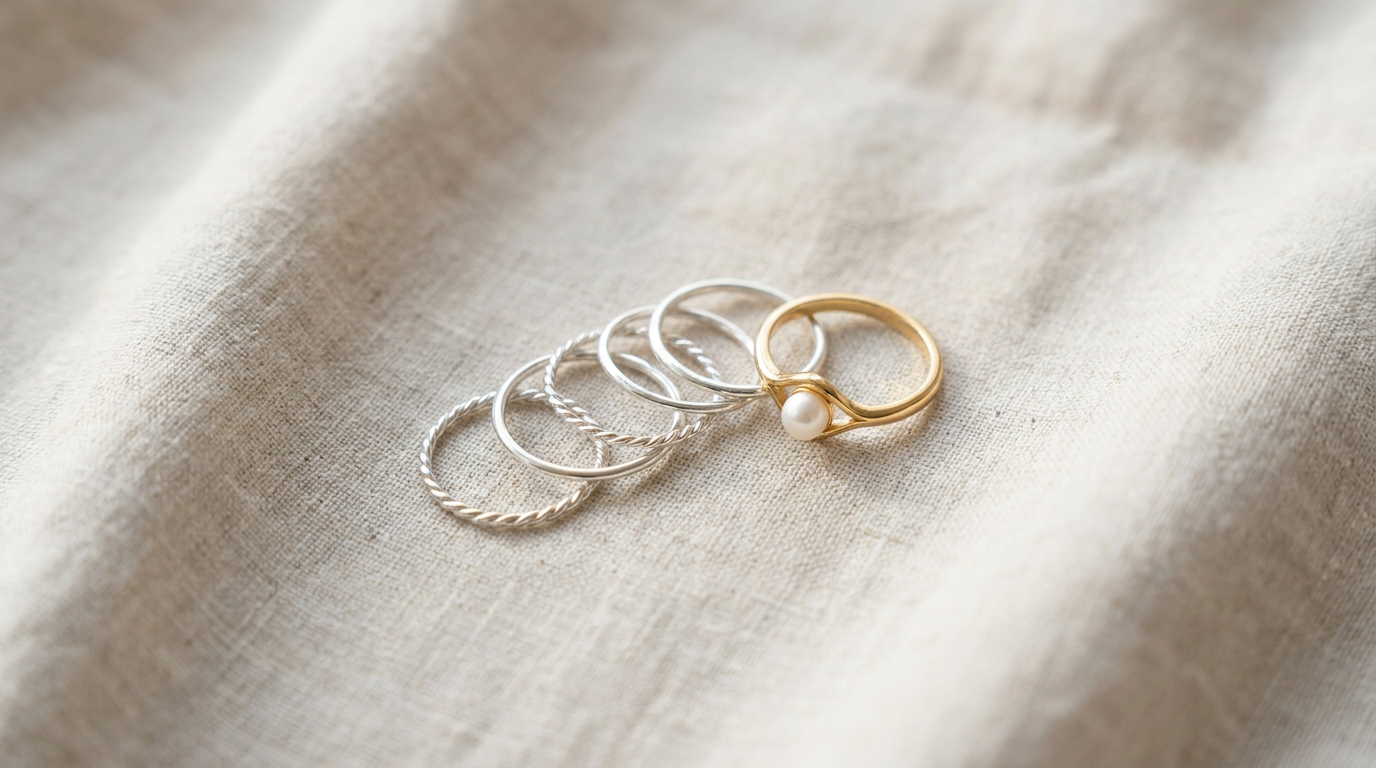 Anillos originales de mujer en plata y dorado, colección de joyería Timpyk