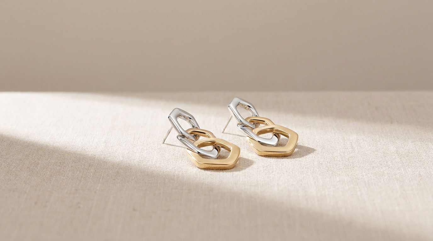 Pendientes de mujer de diseño en plata y dorado, joyería original