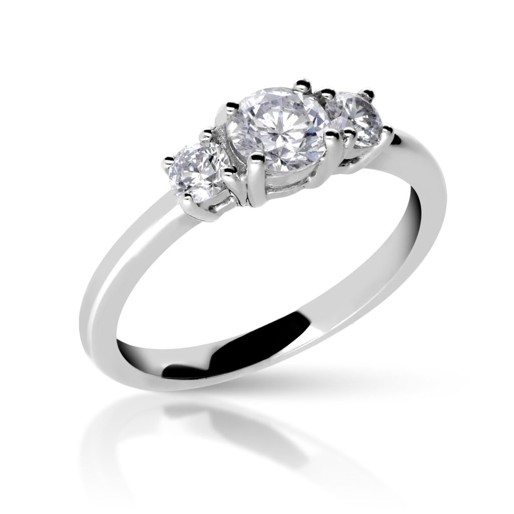 Anillo tresillo de diamantes en oro de 18 quilates, anillo original de Timpyk
