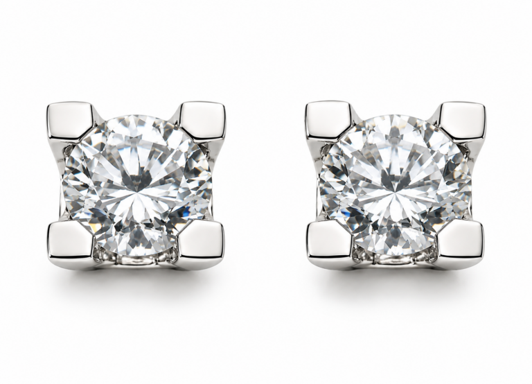 Pendientes de mujer de diamantes 4 garras en oro de 18 quilates para una ocasión especial